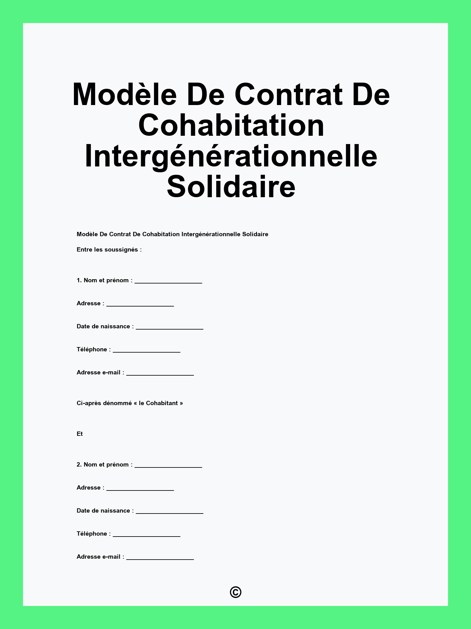 Modèle De Contrat De Cohabitation Intergénérationnelle Solidaire