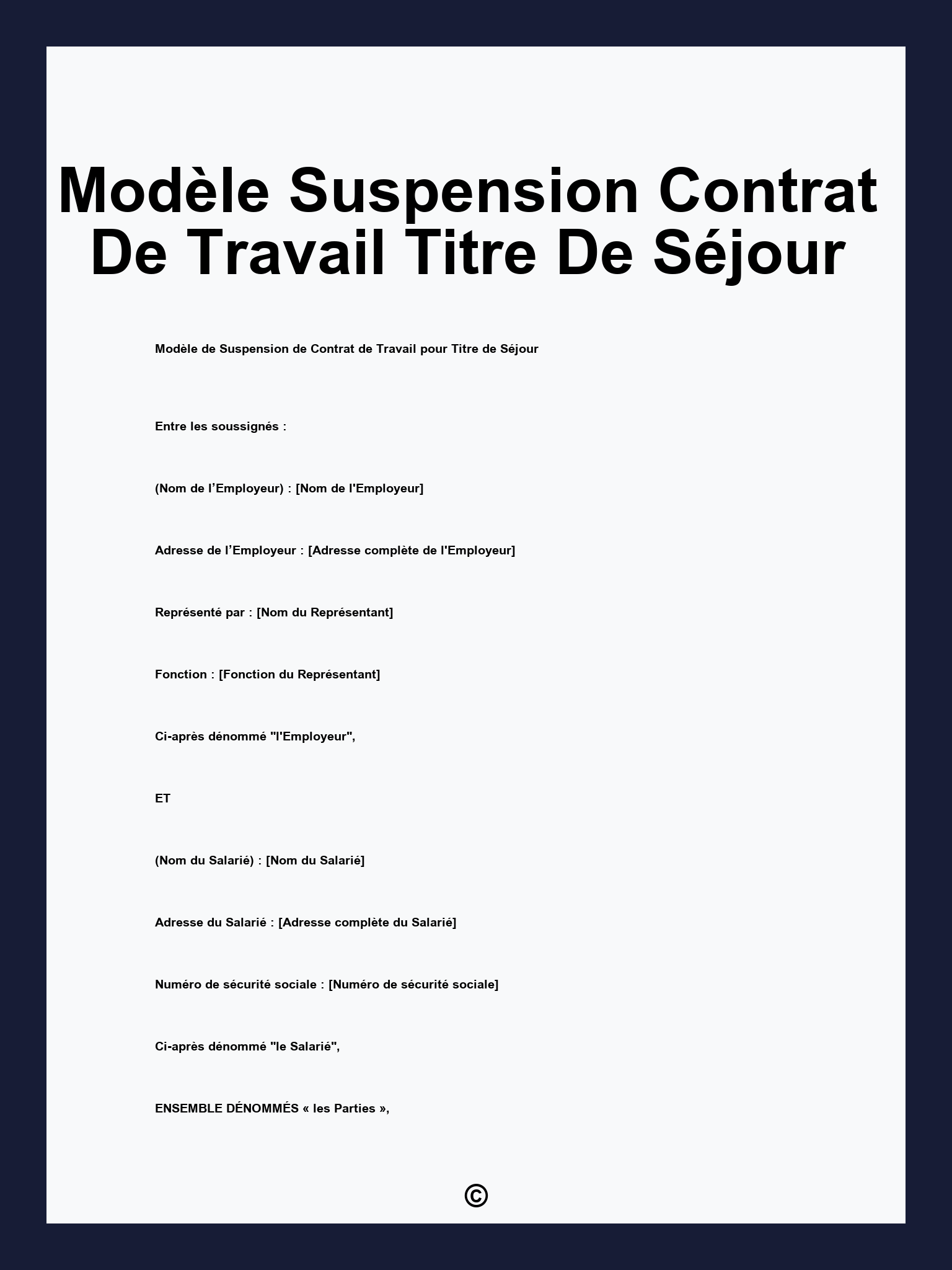 Modèle Suspension Contrat De Travail Titre De Séjour